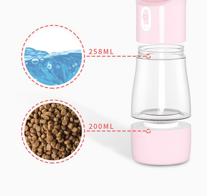 Portable Dog Water Bottle with Food Container – All-in-One Travel Hydration